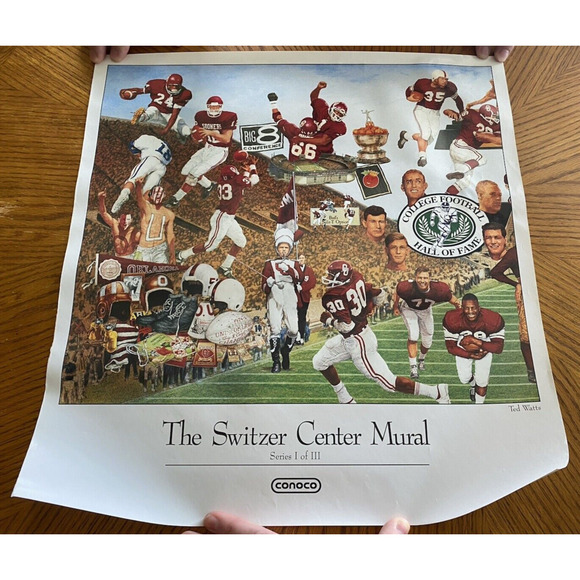OU Barry Switzer Center Mural Poster Set #1-3 Oklahoma Sooners Conoco Complete